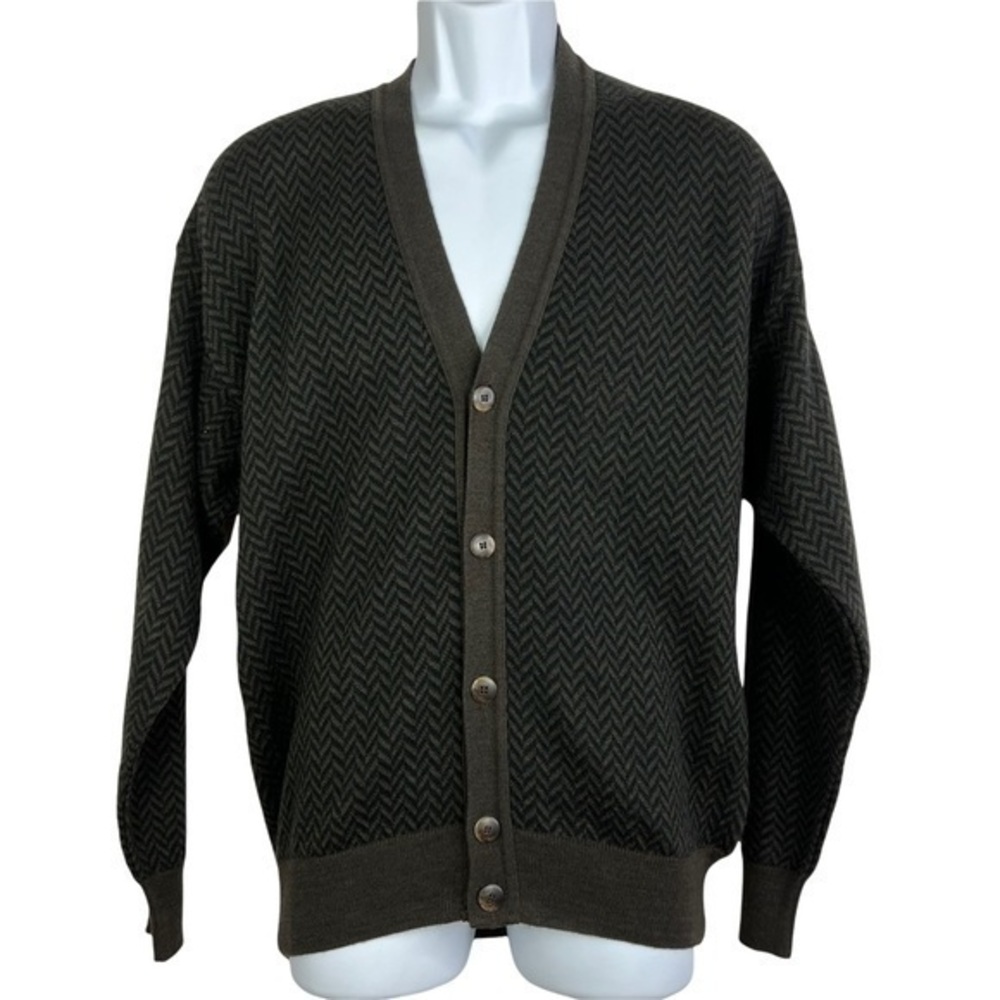 Florence Tricot Size S Men Sweater Brown Long Sleeve Big Buttons